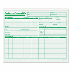 TOPS Employee Record File Folders Straight Cut Letter 2-Sided Green Ink 20/Pack