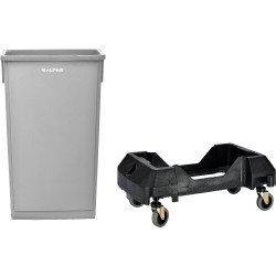 Alpine Industries Polypropylene Commercial Indoor Trash Can with Dolly 23-Gallon