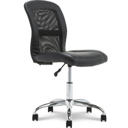 Serta Essentials Armless Ergonomic Bonded Leather/Mesh Swivel Task Chair Black