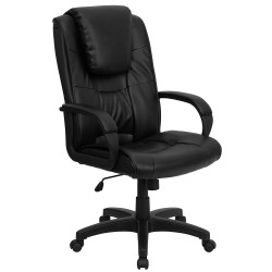 Flash Furniture High Back Leather Swivel Executive Office Chair Black