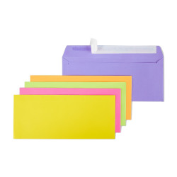 tions EasyClose Neon Color Envelopes #10 Assorted 4 1/8"H x 9