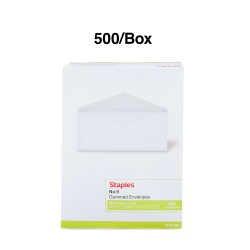 tions #9 Standard Business Gummed Envelopes 500/Box (247650/19255)